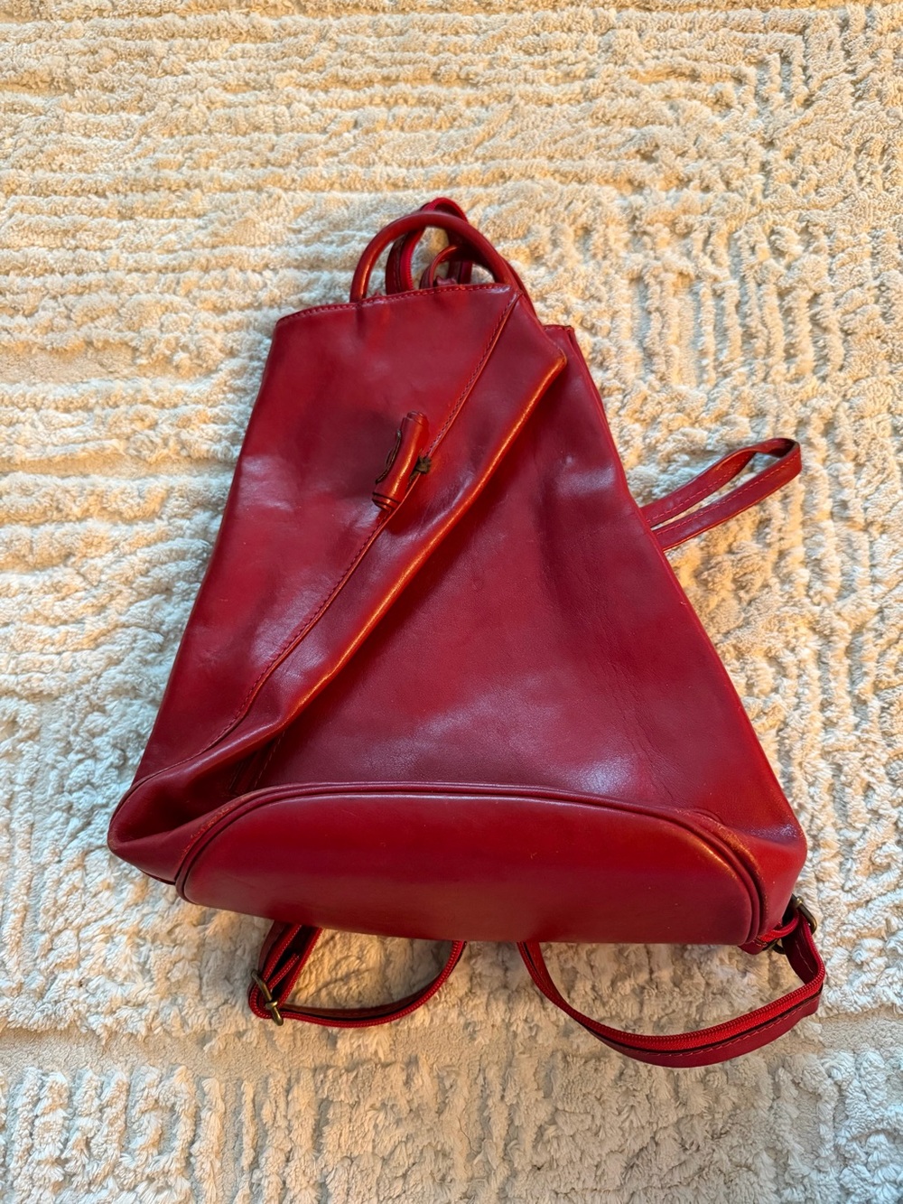 Red Full Grain Leather Women's Backpack - Classic Red